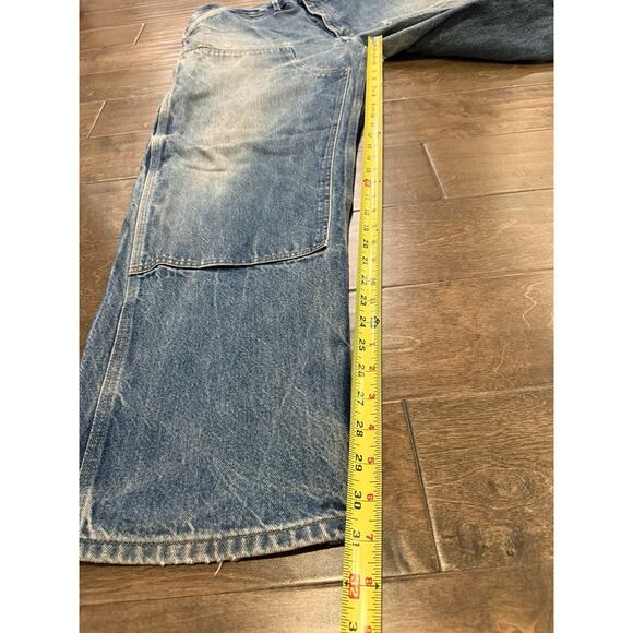 Vintage Carhartt Mens Blue Carpenter Double Knee Denim Jeans Size 42x32 B07 DNM - Picture 7 of 14